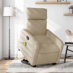 vidaXL Fotoliu electric de masaj rabatabil cu ridicare, crem, textil GartenMobel Dekor (3206734)