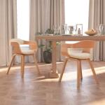 vidaXL Scaune bucatarie, 2 buc. , crem, lemn curbat/piele artificiala GartenMobel Dekor (3092380)