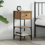 vidaXL Noptiera maro cu 1 sertar si 2 rafturi, lemn masiv, 33, 5x36x70 cm (871238)