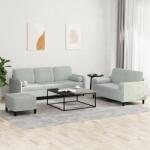 vidaXL Set de canapele, 3 piese, cu perne, gri deschis, catifea GartenMobel Dekor (3202044) Canapea