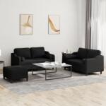 vidaXL Set de canapele cu perne, 3 piese, negru, textil GartenMobel Dekor (3201830) Canapea