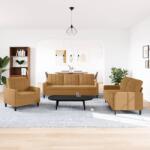 vidaXL Set de canapele cu perne, 3 piese, maro, catifea GartenMobel Dekor (3278358) Canapea