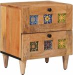 vidaXL Noptiera din lemn masiv de mango, 2 sertare, 40 x 33, 5 x 46 cm, natural (4018258)