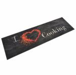 vidaXL Covor de bucatarie lavabil Cooking, negru, 45x150 cm, catifea GartenMobel Dekor (136549) Pres