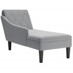 vidaXL Sezlong cu perna si cotiera dreapta, gri deschis, textil GartenMobel Dekor (4009843)