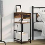 vidaXL Noptiera stejar fumuriu 40x27x76 cm cu priza si 2 rafturi, lemn compozit (859572)