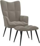 vidaXL Scaun de relaxare cu taburet, gri deschis, catifea GartenMobel Dekor (328084)