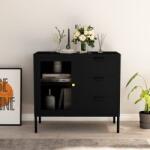 vidaXL Servanta, negru, 75x35x70 cm, otel si sticla securizata GartenMobel Dekor (336073) Comoda