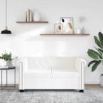 vidaXL Canapea Chesterfield cu 2 locuri, piele artificiala, alb GartenMobel Dekor (242371) Canapea