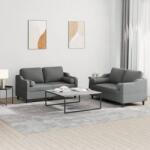 vidaXL Set de canapele cu perne, 2 piese, gri închis, material textil GartenMobel Dekor (3201819) Canapea