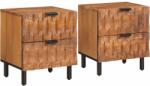 vidaXL Set 2 noptiere maro din lemn masiv de mango, 40 x 33 x 46 cm, 4 sertare (4017899)