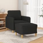 vidaXL Fotoliu canapea cu taburet, negru, 60 cm, material textil GartenMobel Dekor (3201188) Canapea