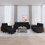 vidaXL Set de canapele cu perne, 4 piese, negru, textil GartenMobel Dekor (3201548) Canapea
