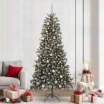 vidaXL Brad de Craciun artificial Verde 240 cm PVC si Plastic si Otel GartenMobel Dekor (3395906)