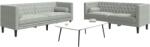 vidaXL Set canapele Chesterfield cu perne rulou, 2 piese, gri, catifea GartenMobel Dekor (3209291) Canapea