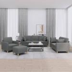 vidaXL Set de canapele cu perne, 4 piese, gri închis, material textil GartenMobel Dekor (3202079) Canapea