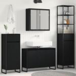 vidaXL Set de mobilier pentru baie cu raft Stejar Negru Lemn compozit GartenMobel Dekor (3403046)