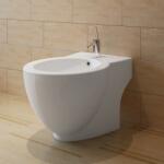vidaXL Bideu rotund pe pardoseala, ceramica calitate superioara, alb GartenMobel Dekor (140665)