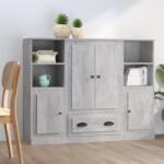 vidaXL Dulapuri înalte, 3 buc. , gri beton, lemn prelucrat GartenMobel Dekor (3185323) Comoda