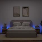 vidaXL Noptiere, 2 buc cu LED lemn învechit 35x39x55 cm lemn prelucrat GartenMobel Dekor (857655)
