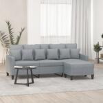 vidaXL Canapea cu 3 locuri si taburet, gri deschis, 180 cm, textil GartenMobel Dekor (3201089) Canapea