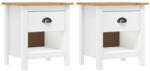 vidaXL Noptiere Hill, 2 buc. , 46x35x49, 5 cm, lemn masiv de pin GartenMobel Dekor (288970)