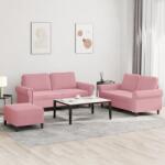 vidaXL Set de canapele cu perne, 3 piese, roz, catifea GartenMobel Dekor (3202223) Canapea