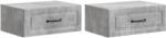 vidaXL Set 2 noptiere suspendate gri beton, 49x34, 5x20 cm, cu sertar (899302)