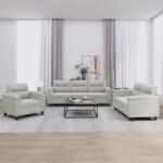 vidaXL Set de canapele cu perne, 3 piese, gri deschis, microfibra GartenMobel Dekor (3202291) Canapea