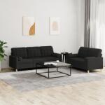 vidaXL Set de canapele cu perne, 2 piese, negru, material textil GartenMobel Dekor (3201326) Canapea