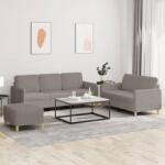 vidaXL Set de canapea cu perne, 3 piese, gri taupe, material textil GartenMobel Dekor (3202133) Canapea