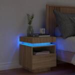 vidaXL Noptiera cu lumini LED, stejar sonoma, 40x39x48, 5 cm GartenMobel Dekor (836788)