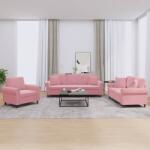 vidaXL Set canapea cu perne, 3 piese, roz, catifea GartenMobel Dekor (3202193) Canapea