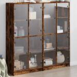 vidaXL Biblioteca cu usi stejar fumuriu 136x37x142 cm lemn compozit GartenMobel Dekor (3206521) Comoda