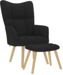 vidaXL Scaun de relaxare cu taburet, negru, textil GartenMobel Dekor (4016780)