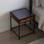 vidaXL Noptiera cu LED infinity, stejar fumuriu, 40x40x51 cm GartenMobel Dekor (3284093)