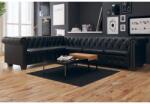 vidaXL Canapea coltar Chesterfield 6 locuri, piele artificiala, neagra GartenMobel Dekor (243617) Canapea