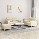 vidaXL Set de canapele cu perne, 3 piese, crem, textil GartenMobel Dekor (3201594) Canapea