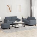 vidaXL Set canapea cu perne, 3 piese, gri închis, catifea GartenMobel Dekor (3202005) Canapea
