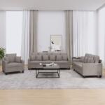 vidaXL Set de canapele cu perne, 3 piese, gri taupe, textil GartenMobel Dekor (3201639) Canapea