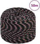 vidaXL Franghie de barca, negru, 6 mm, 50 m, polipropilena GartenMobel Dekor (152338)