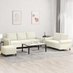 vidaXL Set de canapele cu perne, 3 piese, crem, catifea GartenMobel Dekor (3202268) Canapea