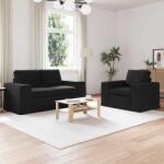 vidaXL Set de canapea 2 pcs Negru 162 x 80 x 82 cm tesatura GartenMobel Dekor (3407502) Canapea
