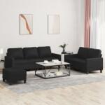 vidaXL Set de canapele cu perne, 3 piese, negru, piele ecologica GartenMobel Dekor (3201423) Canapea