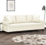 vidaXL Canapea cu 3 locuri cu pernute, crem, 180 cm, catifea GartenMobel Dekor (3200963) Canapea