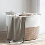 vidaXL Cos de rufe, maro si alb, Ø55x36 cm, bumbac GartenMobel Dekor (358472)
