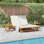 vidaXL Sezlong cu perna Alb crem Lemn Solid de Acacia GartenMobel Dekor (3407699)