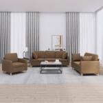 vidaXL Set de canapele cu perne, 3 piese, maro, textil GartenMobel Dekor (3202073) Canapea