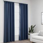 vidaXL Draperii opace aspect in, carlige, 2 buc. , albastru, 140x245 cm GartenMobel Dekor (321182)