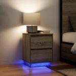 vidaXL Noptiere cu lumini LED 2 buc Stejar Sonoma 38x34x50 cm GartenMobel Dekor (861288)